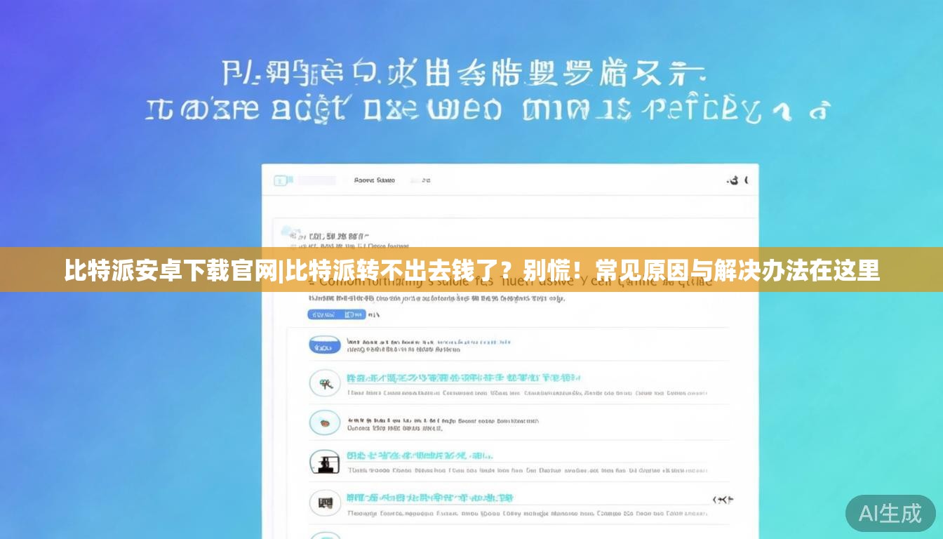 比特派安卓下载官网|比特派转不出去钱了？别慌！常见原因与解决办法在这里